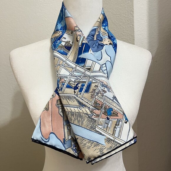 Hermes 90cm silk scarf "Les Artisans" by Akira Yamaguchi - Picture 2 of 5